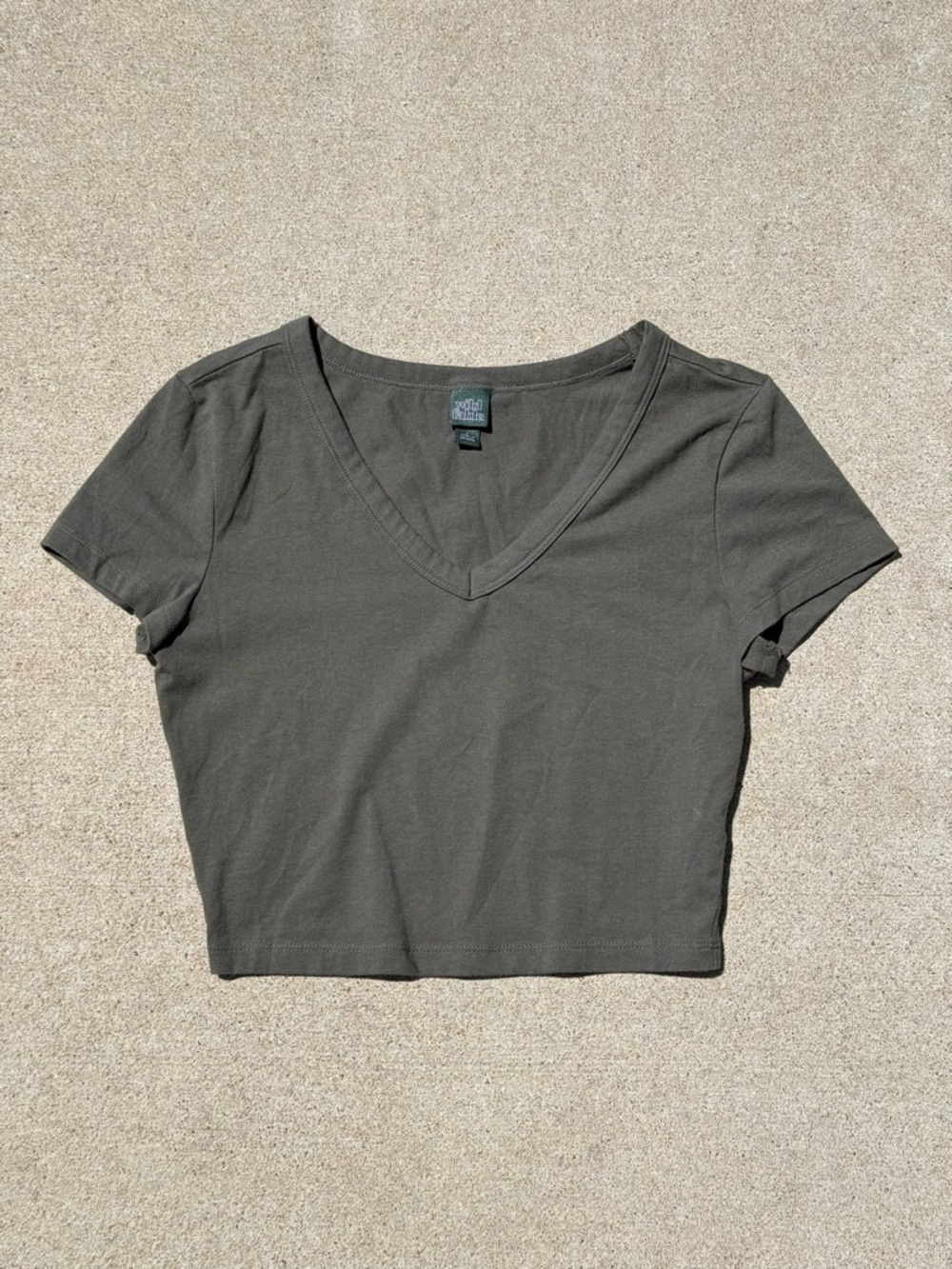 Wild Fable (Target) Olive V-Neck Cropped Tee